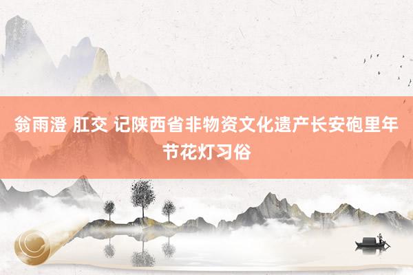 翁雨澄 肛交 记陕西省非物资文化遗产长安砲里年节花灯习俗