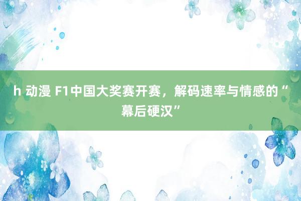 h 动漫 F1中国大奖赛开赛，解码速率与情感的“幕后硬汉”