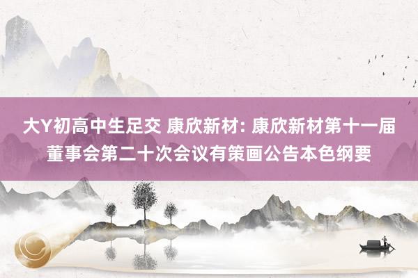 大Y初高中生足交 康欣新材: 康欣新材第十一届董事会第二十次会议有策画公告本色纲要