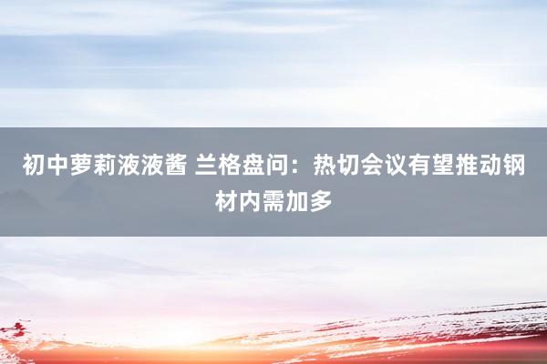 初中萝莉液液酱 兰格盘问：热切会议有望推动钢材内需加多