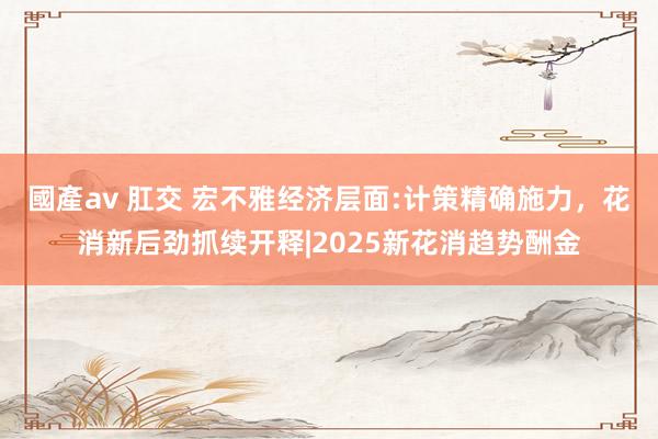 國產av 肛交 宏不雅经济层面:计策精确施力，花消新后劲抓续开释|2025新花消趋势酬金